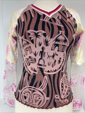 Custo Barcelona Village Print Long Sleeve Tee, Size S